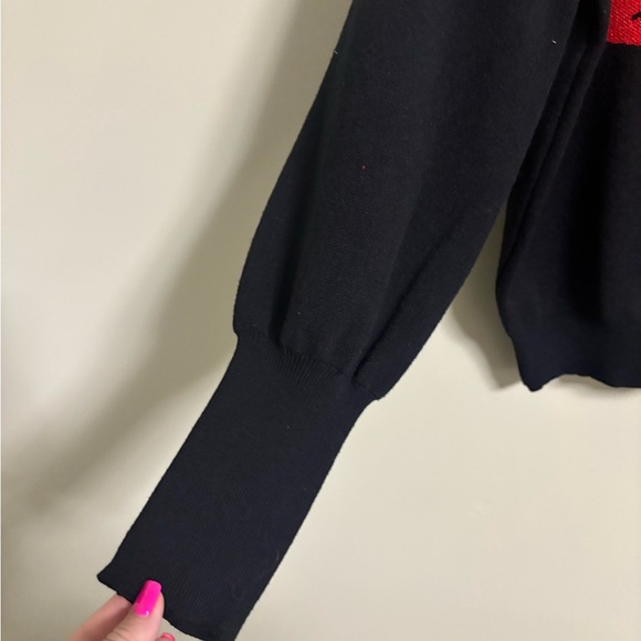 Nannette Lepore Hot Lips Sweater Black Red Hearts Valentines Size Medium New - Picture 6 of 7